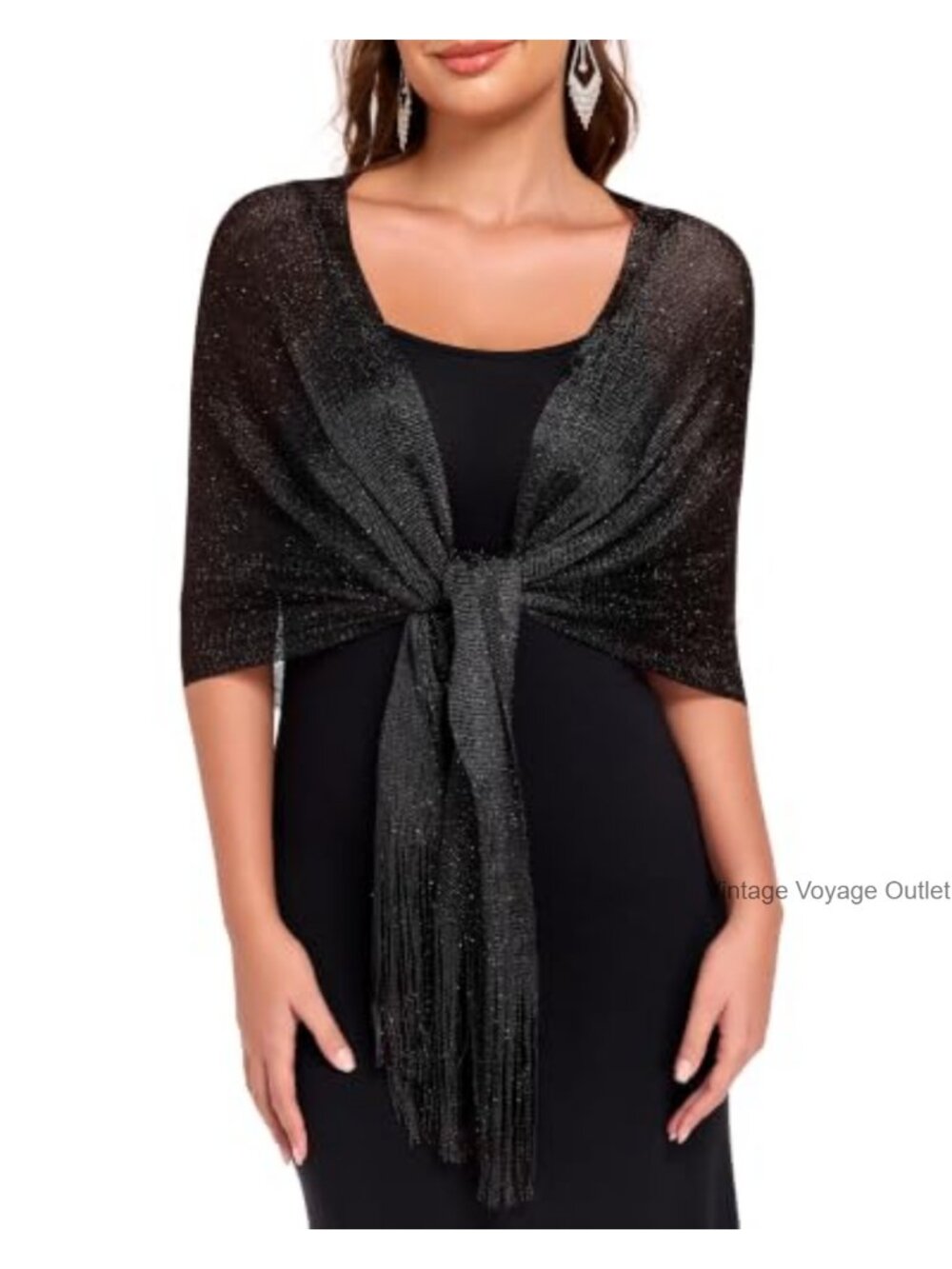 Metallic Sparkly Evening Shawl Wrap for Formal Dresses